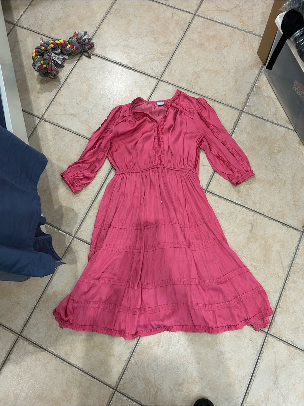 Women's Pink Tiered Midi Dress size 2/us12